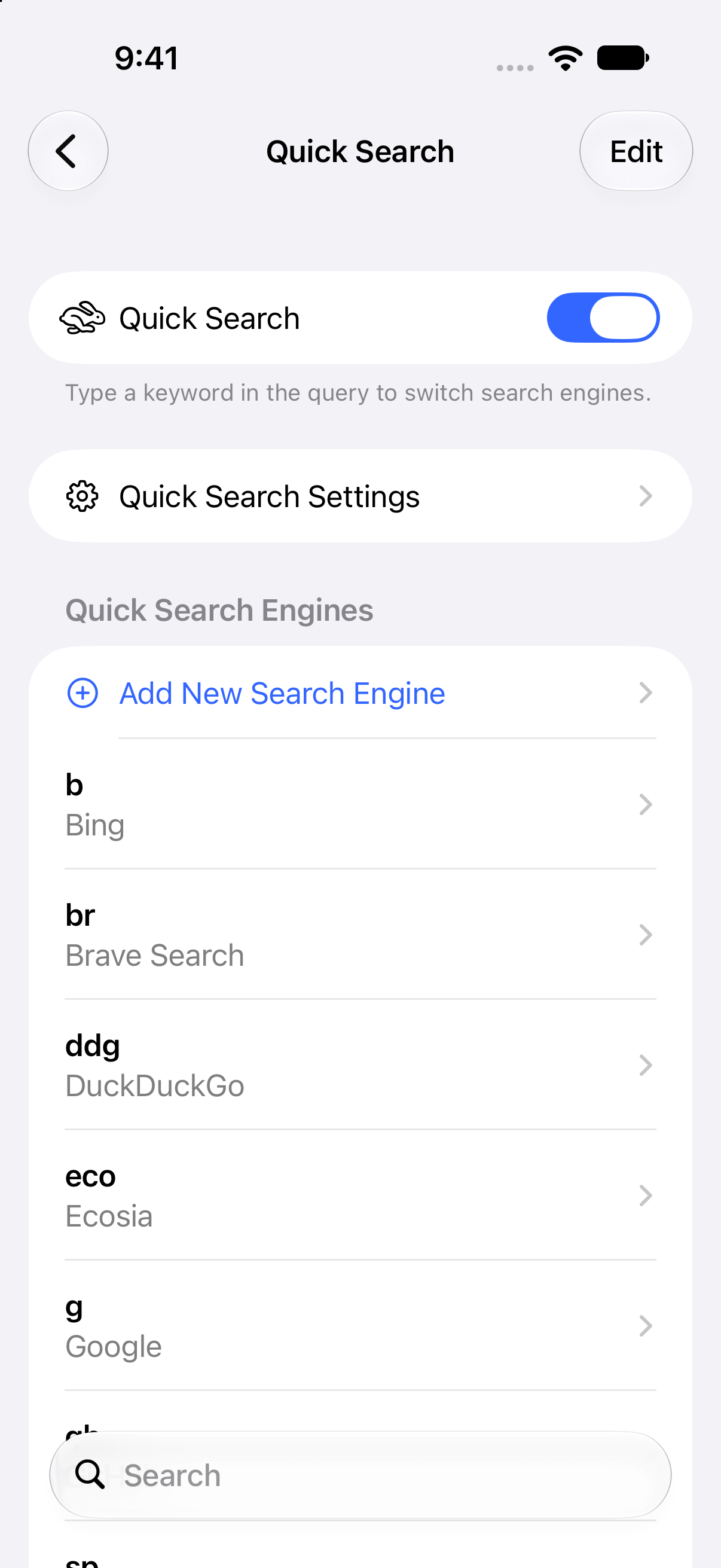 Customize Search Engine iPhone screenshot 3